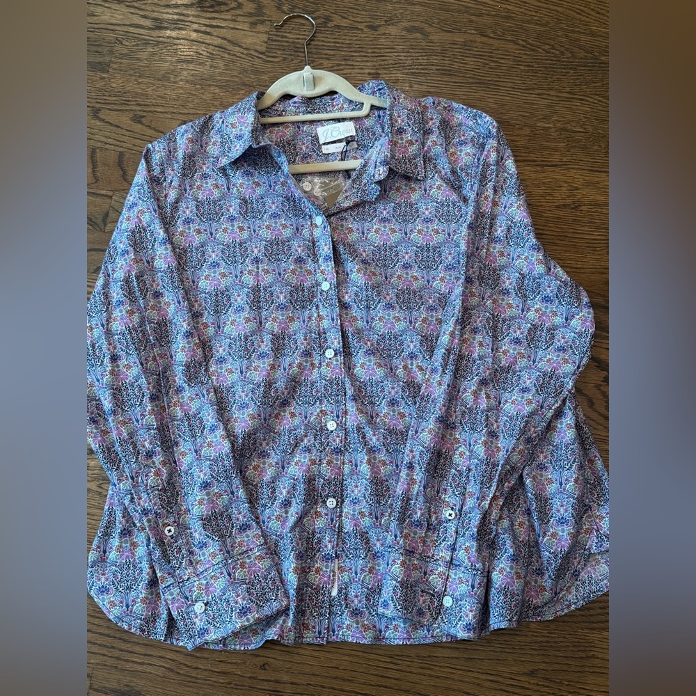 J. Crew Blue and Purple Casual Button Down Shirt  Liberty fabric from London